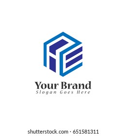 Letter AE box design logo