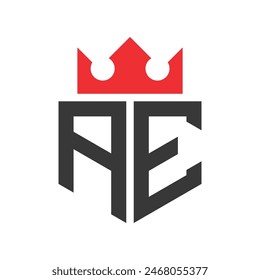 Letter AE Crown Logo. Crown on Letter AE Logo Design Template