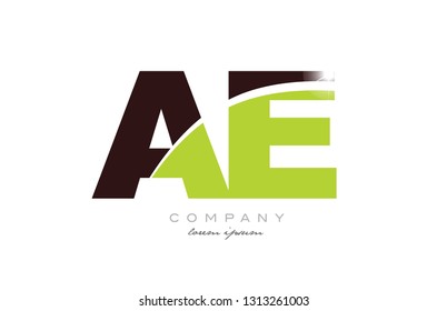 letter ae a e alphabet combination logo icon design with green and brown color suitable for a company or business