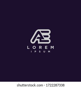Plantilla vectorial de diseño de logotipo AE de carta. Logotipo de tipo de tecnología de moda de lujo y finanzas. Elementos de plantilla de diseño de iconos de concepto de fuente.
