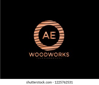 Letter AE initial wood logo vector