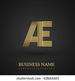 Letter AE linked logo design. Elegant golden colored symbol for your business or company identity.