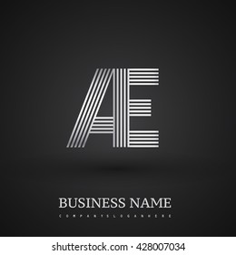 Letter AE linked logo design. Elegant silver colored symbol for your business or company identity.