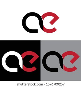 Letter ae linked lowercase logo design template elements. Red letter Isolated on black white grey background. Suitable for business, consulting group company