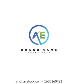 plantilla vectorial de diseño de logotipo AE de carta