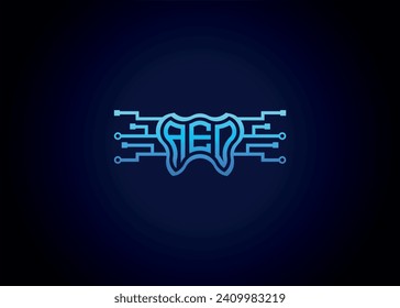 Letter AED Modern Technology Vector Monogram Dental care shape Logo
