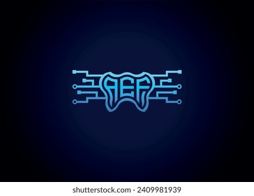 Letra AEF Vector de tecnología moderna Monograma Forma de cuidado dental Logotipo