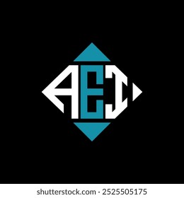 letter AEI square logo design vector illustration template. AEI rectangle diamond logo design.

