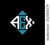 letter AEX square logo design vector illustration template. AEX rectangle diamond logo design.
