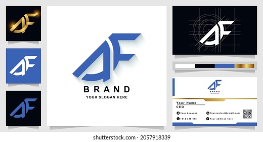 Letter AF or AE monogram logo template with business card design