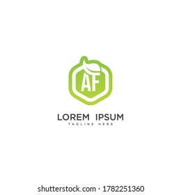 Letter AF eco leaf logo icon design template elements
