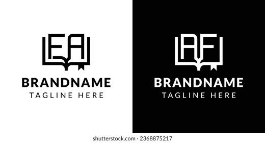 Logotipo del libro de letras AF y FA, adecuado para negocios relacionados con el libro con iniciales AF o FA.