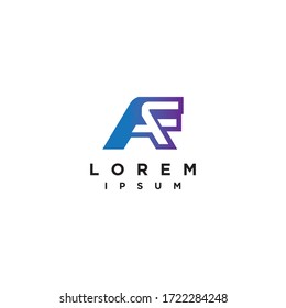 Plantilla vectorial de diseño con logotipo AF AF. Logotipo de tipo de tecnología de moda de lujo y finanzas. Elementos de plantilla de diseño de iconos de concepto de fuente.