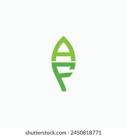 Letter AF or FA simple leaf shape logo icon, sign, symbol design concept vector illustration template