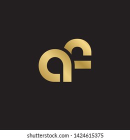 Letter af linked lowercase logo design template elements. Gold letter Isolated on black  background. Suitable for business, consulting group company.