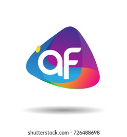 Letter AF logo with colorful splash background, letter combination logo design for creative industry, web, business and company.