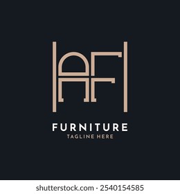 Letter AF Logo Design. Luxury AF Furniture Logo for Interior Decor and Home Decor