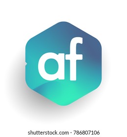 Letter AF logo in hexagon shape and colorful background, letter combination logo design for business and company identity.
