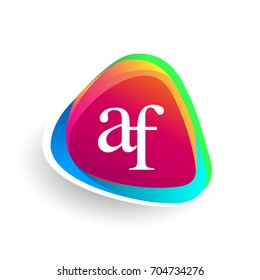 Letter AF logo in triangle shape and colorful background, letter combination logo design for company identity.