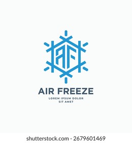 Letra AF com design de logotipo floco de neve. Monograma AF frio congelar emblema geométrico símbolo ícone logotipo ilustração vetorial