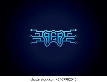 Carta AFB Vector de tecnología moderna Monograma Forma de cuidado dental Logotipo