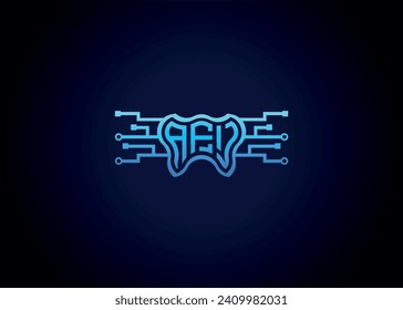Letter AFJ Modern Technology Vector Monogram Dental care shape Logo.