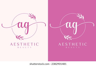 Letter AG Beauty Logo with Flourish Ornament