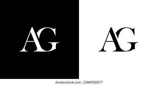 Letter AG design logo logotype concept with serif font and elegant style. Vector illustration icon with letters A and G.