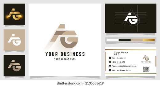 Letter AG or FG monogram logo with business card design
