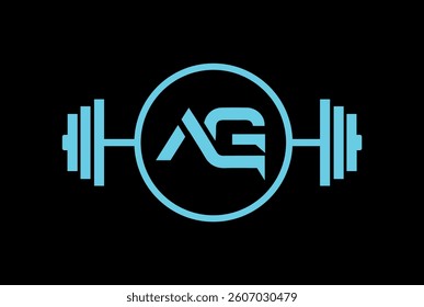 Letter AG or GA fitness gym logo vector with circle and barbell.