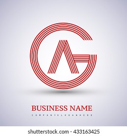 Letter AG or GA linked logo design circle G shape. Elegant red colored, symbol for your business name or company identity
