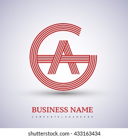 Letter AG or GA linked logo design circle G shape. Elegant red colored, symbol for your business name or company identity