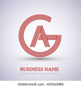 Letter AG or GA linked logo design circle G shape. Elegant red colored, symbol for your business name or company identity