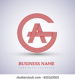 Letter AG or GA linked logo design circle G shape. Elegant red colored, symbol for your business name or company identity