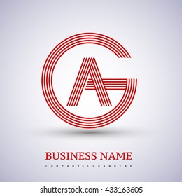 Letter AG or GA linked logo design circle G shape. Elegant red colored, symbol for your business name or company identity