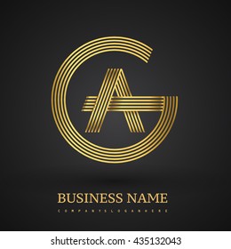 Letter AG or GA linked logo design circle G shape. Elegant golden colored, symbol for your business name or company identity.