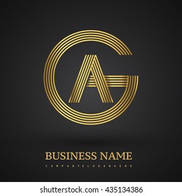 Letter AG or GA linked logo design circle G shape. Elegant golden colored, symbol for your business name or company identity.