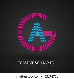 Letter AG or GA linked logo design circle G shape. Elegant red and blue colored, symbol for your business name or company identity.