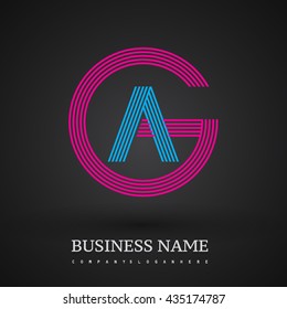 Letter AG or GA linked logo design circle G shape. Elegant red and blue colored, symbol for your business name or company identity.