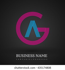 Letter AG or GA linked logo design circle G shape. Elegant red and blue colored, symbol for your business name or company identity.