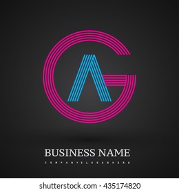 Letter AG or GA linked logo design circle G shape. Elegant red and blue colored, symbol for your business name or company identity.