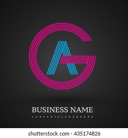 Letter AG or GA linked logo design circle G shape. Elegant red and blue colored, symbol for your business name or company identity.