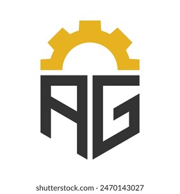 Letter AG Gear Logo Design for Service Center, Repair, Factory, Industrial, Digital and Mechanical Business