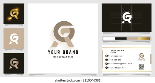 Letter AG Or GR Monogram Logo With Business Card Design