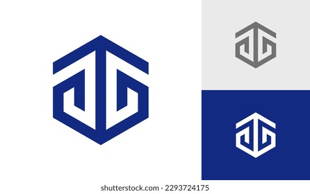 Letter AG initial hexagon monogram logo design vector
