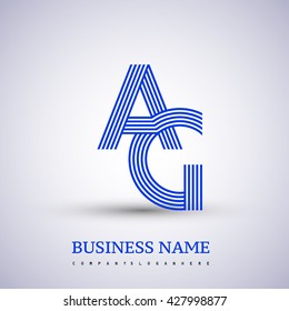 Letter AG linked logo design. Elegant blue colored letter symbol for your business or company identity.