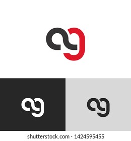 Letter ag linked lowercase logo design template elements. Isolated on white black grey background. Suitable for business, consulting group company.