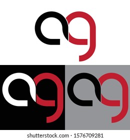 Letter ag linked lowercase logo design template elements. Red letter Isolated on black white grey background. Suitable for business, consulting group company