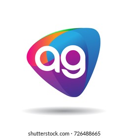 Letter AG logo with colorful splash background, letter combination logo design for creative industry, web, business and company.
