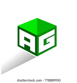 Letter AG logo in hexagon shape and green background, cube logo with letter design for company identity.
